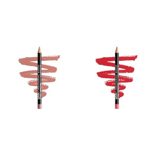 NYX PROFESSIONAL MAKEUP Slim Lip Pencil 2-Pack - Nude Pink & Hot Red | Amazon (US)