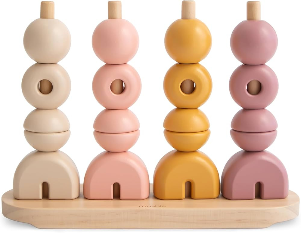 mushie Wooden Multi Shape Stacker | for Kids 3 Years+ | Preschool Educational & Toddler Montessor... | Amazon (US)
