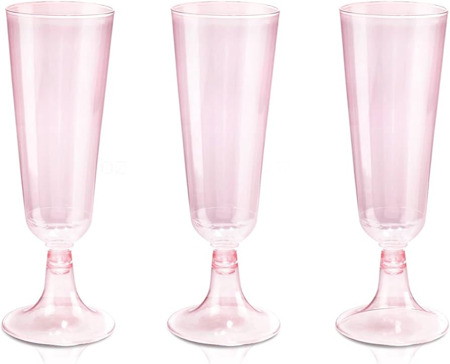 bUCLA 60 Pack 5OZ Pink Plastic Champagne Flutes Disposable for Mother's Day, Weddings and Parties | Amazon (US)