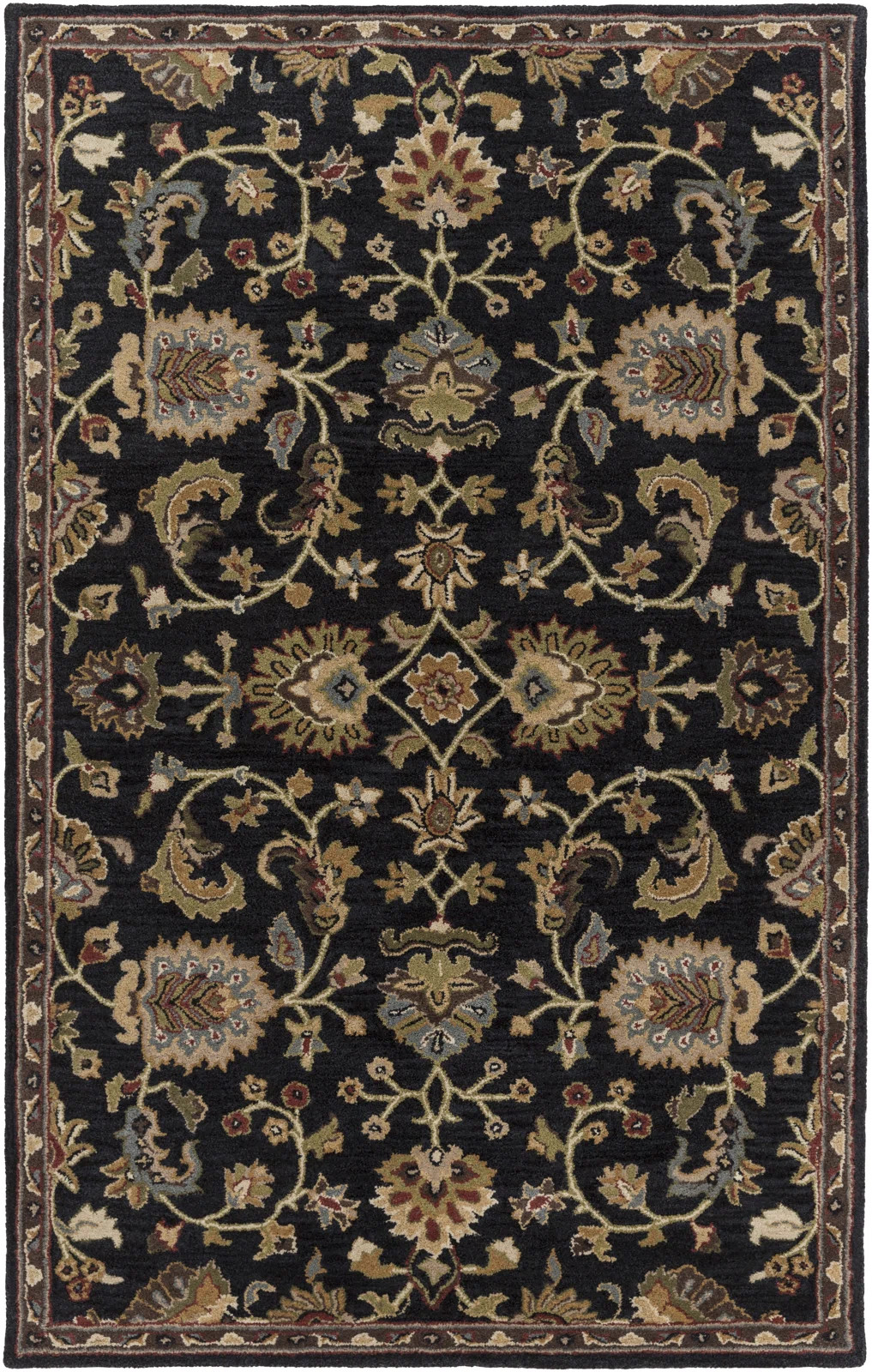 Oriental Handmade Tufted Wool Navy/Dark Green Area Rug | Wayfair North America