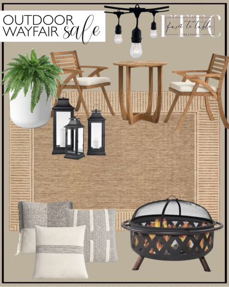 Wayfair Big Outdoor Sale. Follow @farmtotablecreations on Instagram for more inspiration.

Alegre Bordered Power Loomed Tan Indoor/Outdoor Rug. 2 - Person Round Outdoor Dining Set with Cushions. Cypress Fringed Throw Pillow. Sefarina Striped Cotton Blend Throw Pillow. Cason Embroidered Cotton Blend Throw Pillow. Pure Series Planter. Faux Fern Plant (Set of 2). Jahidul 24" H x 36" W Steel Wood Burning Outdoor Fire Pit. 15'' H Floor Lantern. Galena 48-ft Outdoor 15 - Bulb Standard String Light (End to End Connectable). Outdoor sale. Wayfair Finds. Outdoor Patio. 







#LTKsalealert #LTKSeasonal #LTKhome