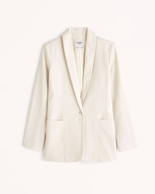 Linen-Blend Shawl Collar Blazer | Abercrombie & Fitch (US)