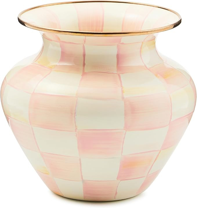 MACKENZIE-CHILDS Enamel Large Vase, Unique Flower-Vase Decor, Pink-and-White Rosy Check | Amazon (US)