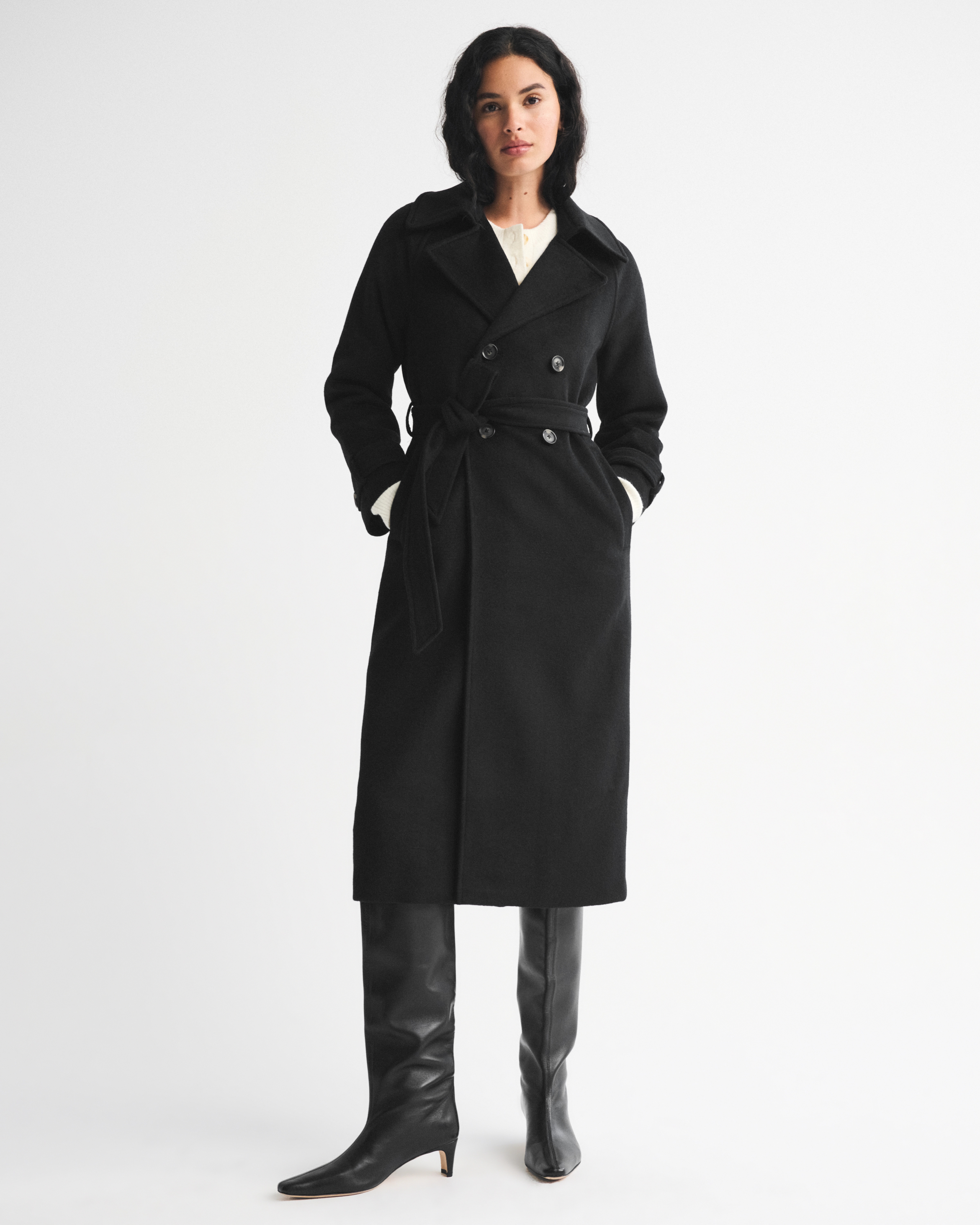 A&F Carrie Wool-Blend Trench Coat | Abercrombie & Fitch (US)