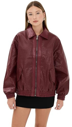 Lioness Women's Kenny Bomber Jacket, Burgundy, Red, XXS | Amazon (US)