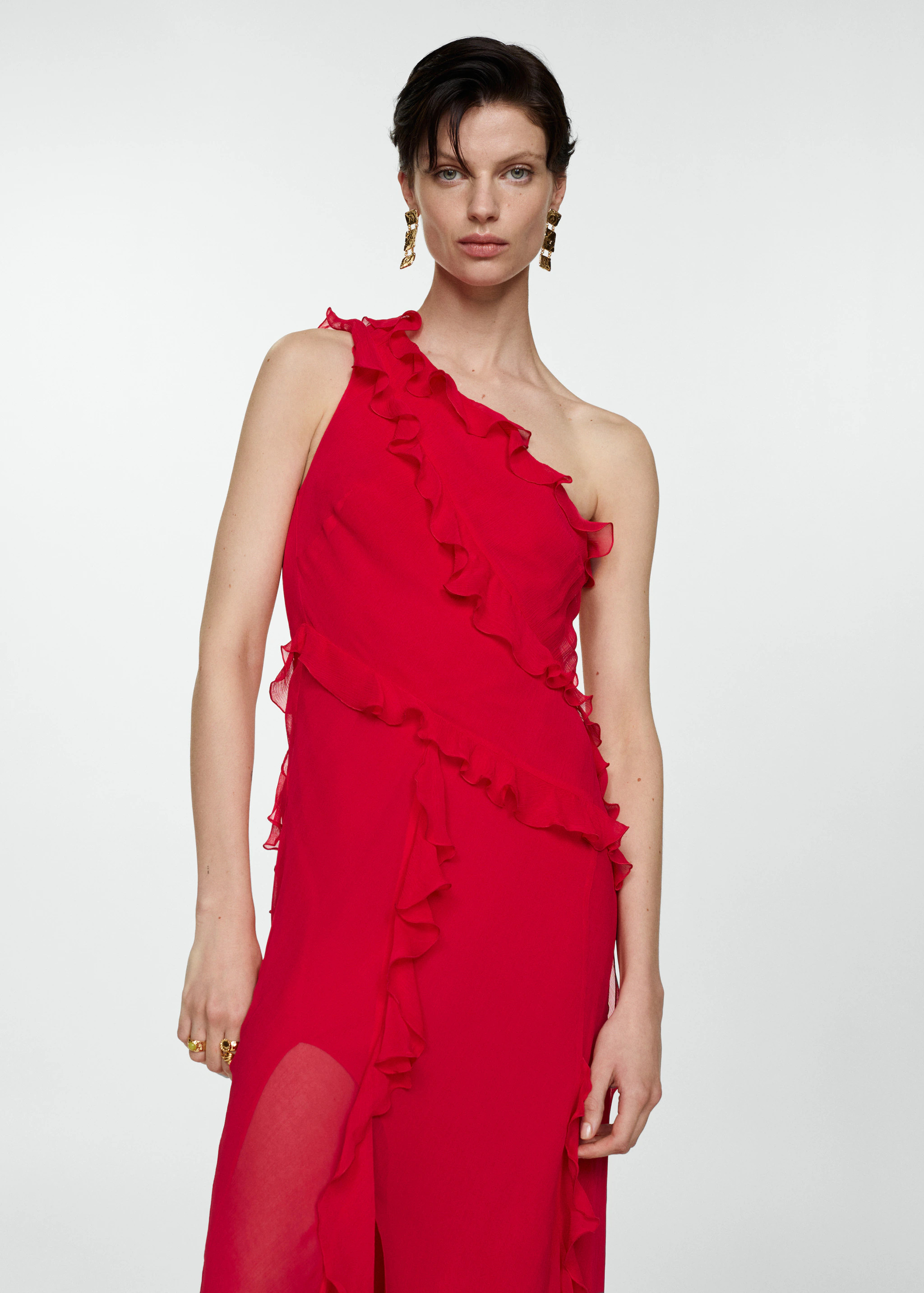 Asymmetric ruffled dress | MANGO (UK)