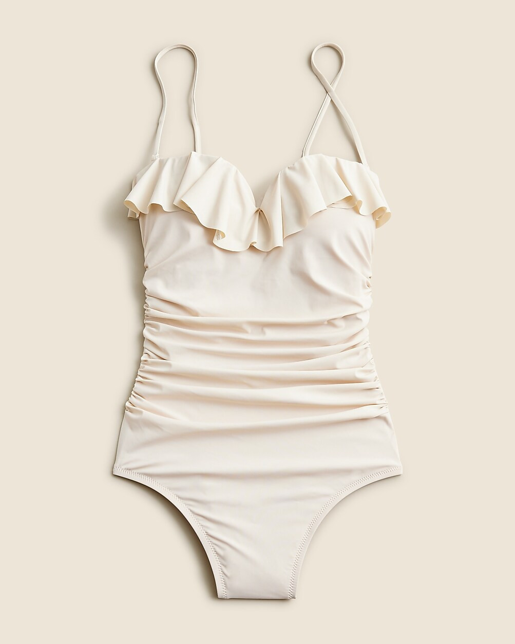 Matte ruched one-piece swimsuit with ruffles | J. Crew US