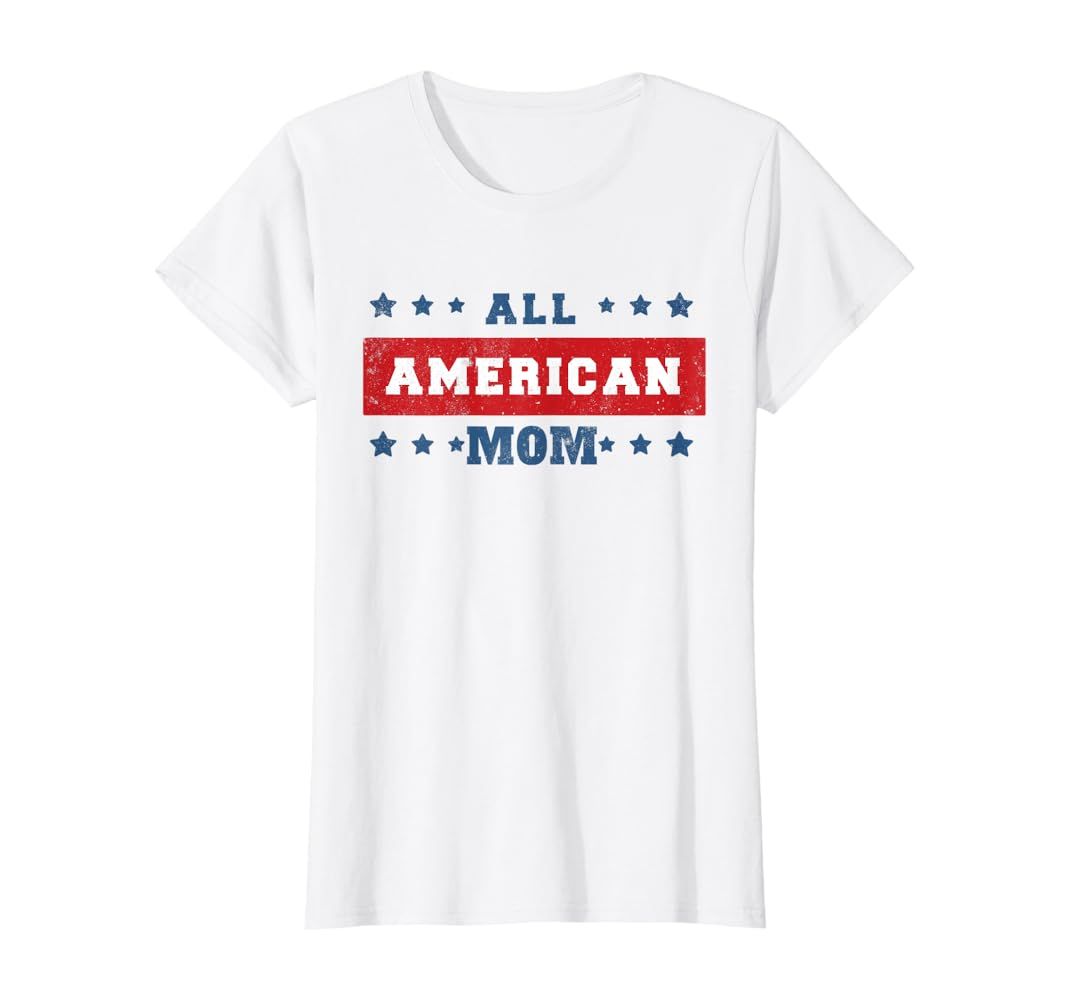 Womens America American Mom Mommy Mama USA Flag 4th Of July T-Shirt | Amazon (US)