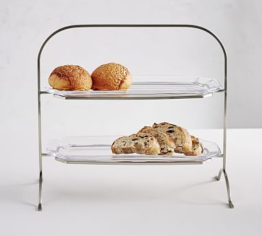 Grace Pressed Glass Tiered Stand | Pottery Barn (US)