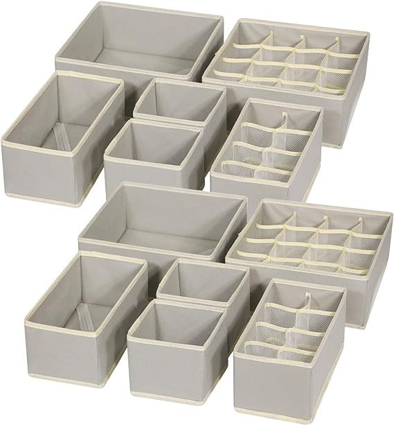 TENABORT 12 Pack Foldable Drawer Organizer Dividers Cloth Storage Box Closet Dresser Organizer Cu... | Amazon (US)