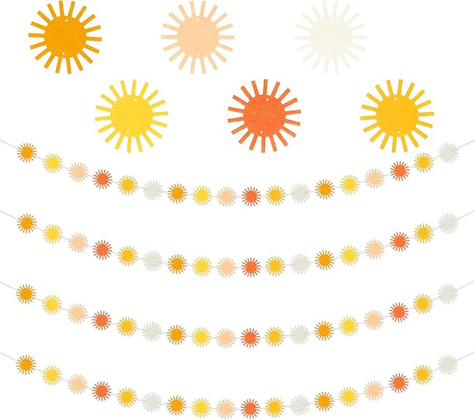 G1ngtar Boho Sun Garland Felt Artificial First Trip Around The Sun String Banner Hippie Boho Mute... | Amazon (US)