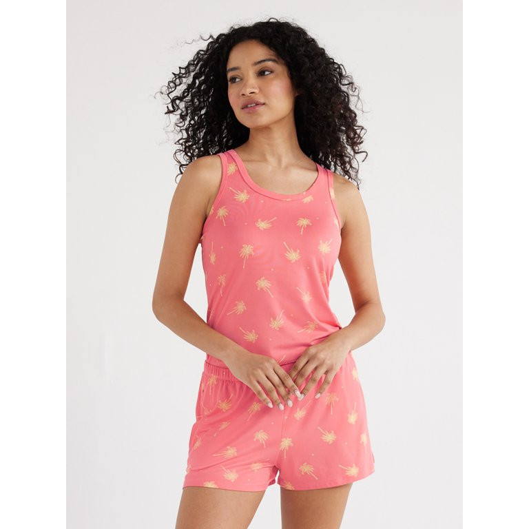 Joyspun Women's Print Tank Top and Shorts Pajama Set, 2-Piece, Sizes S to 3X | Walmart (US)