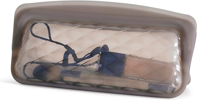 Stasher Reusable Silicone Makeup Bag, Storage Bag Organizer, Dishwasher Safe, Leak-free, Taupe | Amazon (US)