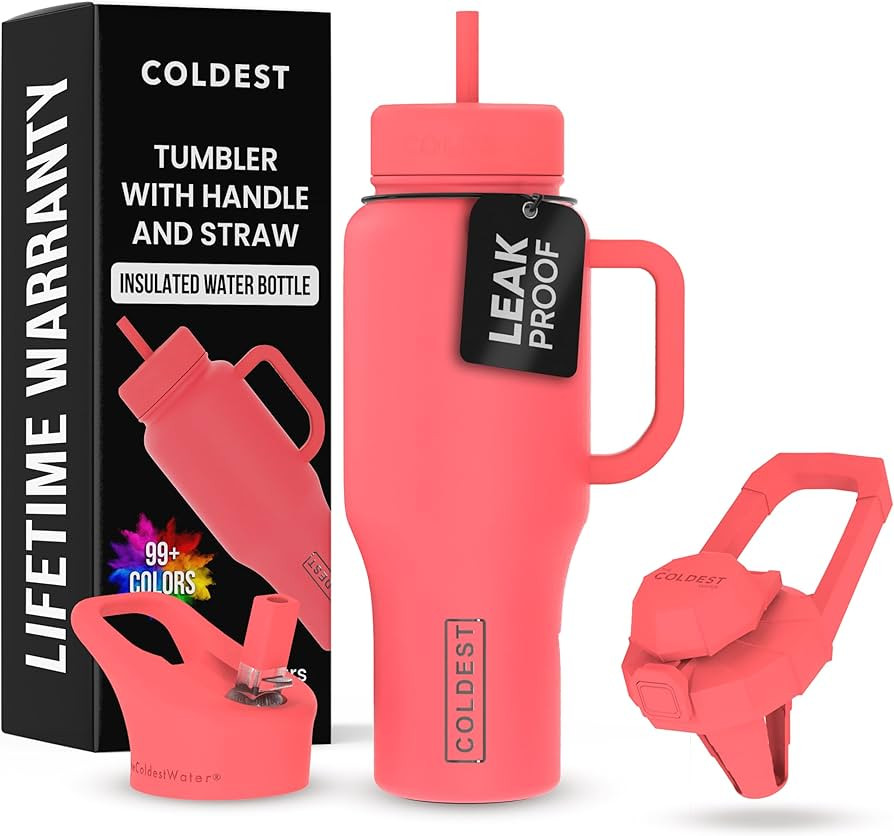 Coldest 40 oz Tumbler with Handle and Straw - 100% Leak Proof Insulated Tumbler with Lid and Stra... | Amazon (US)