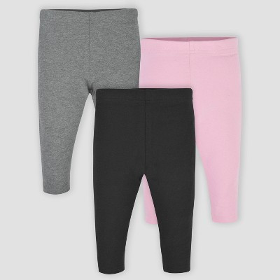 Gerber Baby Girls' 3pk Leggings - Black/Pink/Gray Newborn | Target