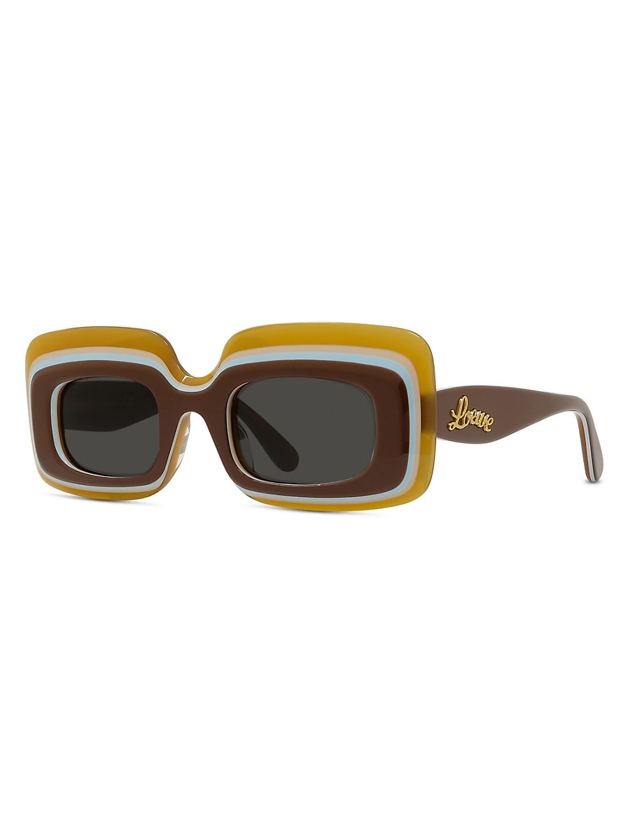 Women's LOEWE x Paula's Ibiza 47MM Rectangular Sunglasses - Brown Multi Dark Grey | Saks Fifth Avenue