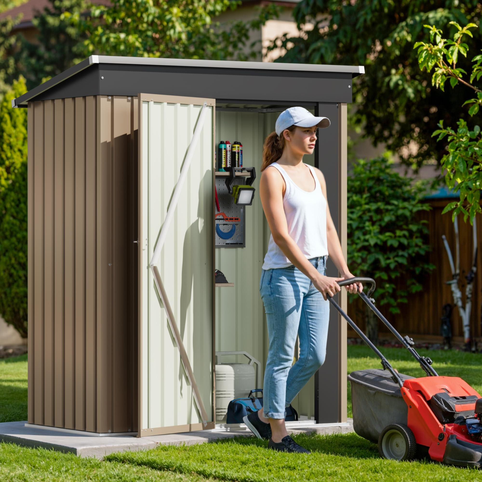 Devoko Outdoor Storage Shed 5 x 3 FT Lockable Metal Garden Shed Steel Anti-Corrosion Storage Hous... | Amazon (US)