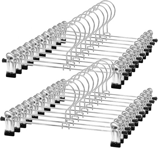 NORTHERN BROTHERS Pants Hangers with Clips 20 Pack, Adjustable Skirt Hangers for Women Metal Pant... | Amazon (US)