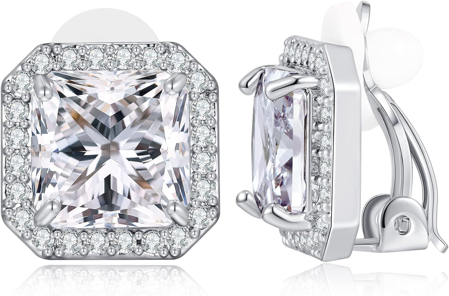 FAMARINE CZ Clip on Earrings for Women Clip Earring Non-pierced Earrings | Amazon (US)