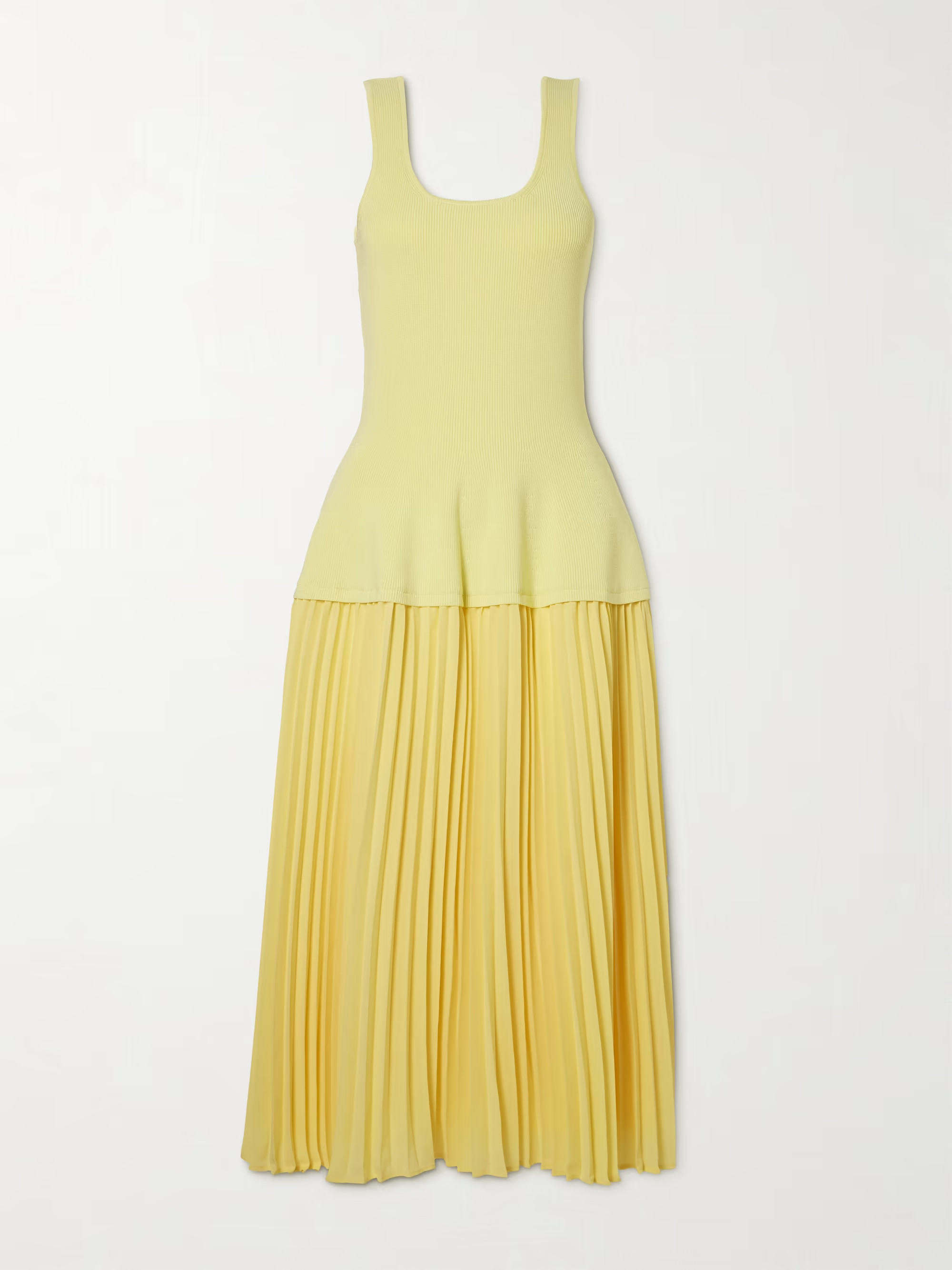 Allana pleated georgette and ribbed-knit midi dress | NET-A-PORTER (UK & EU)