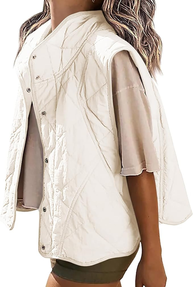 Veatzaer Womens Puffer Vest Cropped Quilted Stand Collar Lightweight Jacket Sleeveless Button Dow... | Amazon (US)