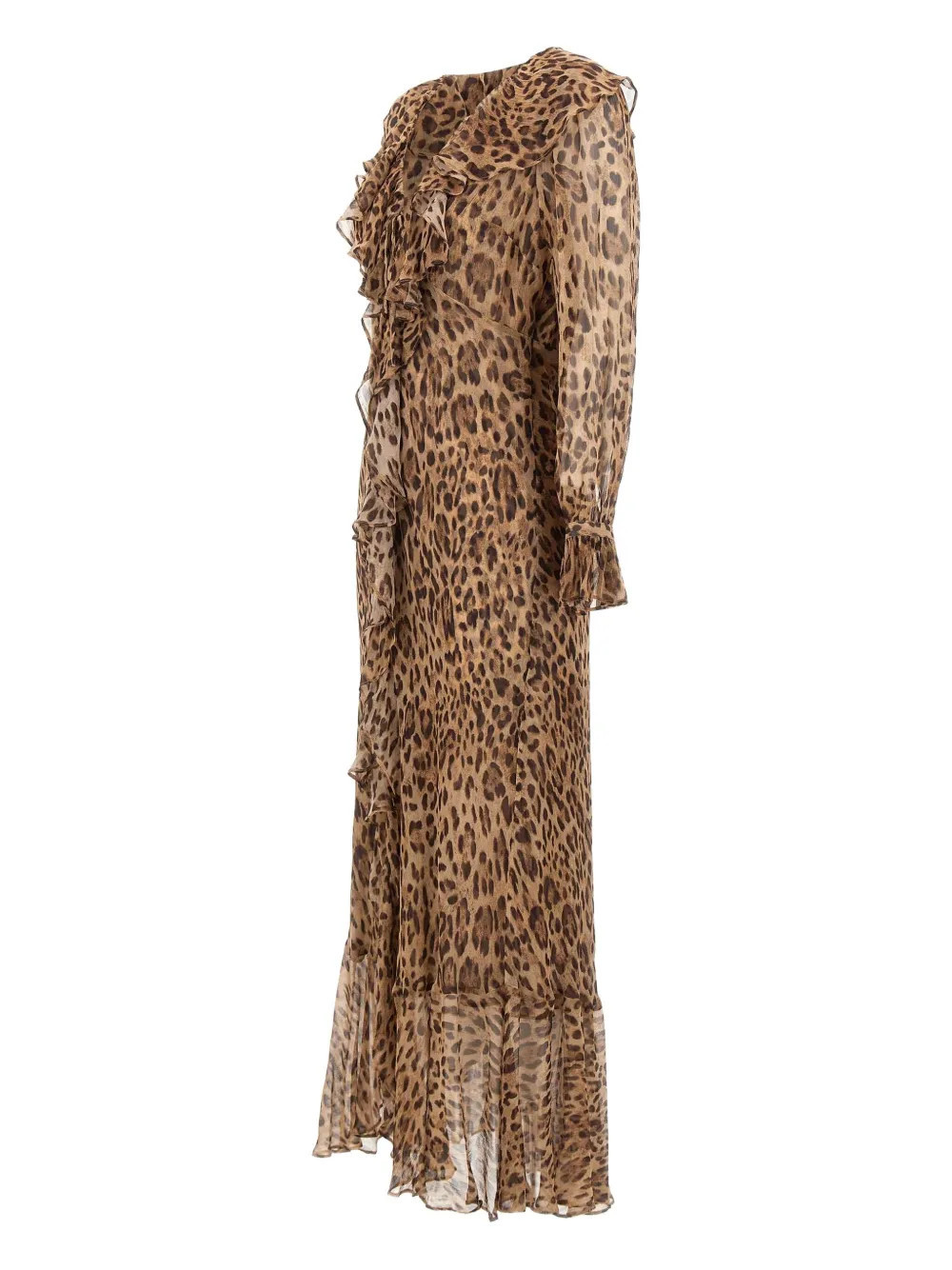 Rixo Grayce ruffled animal-print dress - Brown | Farfetch Global