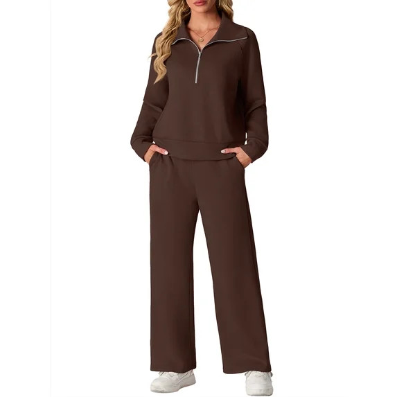 Cueply Two Piece Sets for Women Outfits Sweatsuits Long Sleeve Sweatshirts Sweatpant Lounge Set w... | Walmart (US)