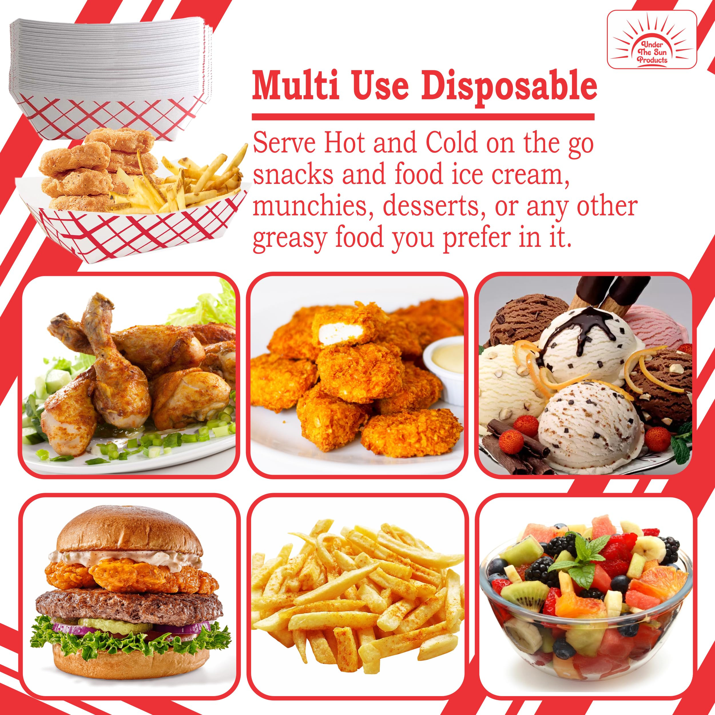 2lb Paper Food Trays/Red and White Plaid Design-4.5" x 2.75" -Pack of 100ct (100) | Amazon (US)