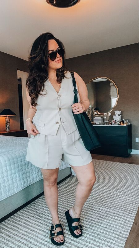 Spanx midsize summer outfit Inspo  wearing an xl in this lightweight vest and sized up to a 1x in the lightweight trouser shorts for a loose comfy fit. Code: taryntrulyxspanx 

#LTKSeasonal #LTKMidsize #LTKStyleTip