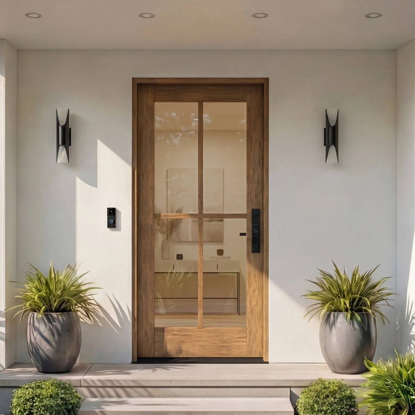 G104-SW-80 | 80" Single Door, RTA Prehung Exterior, SDL 4 Lite, Unfinished Mahogany Wood | Wayfair North America