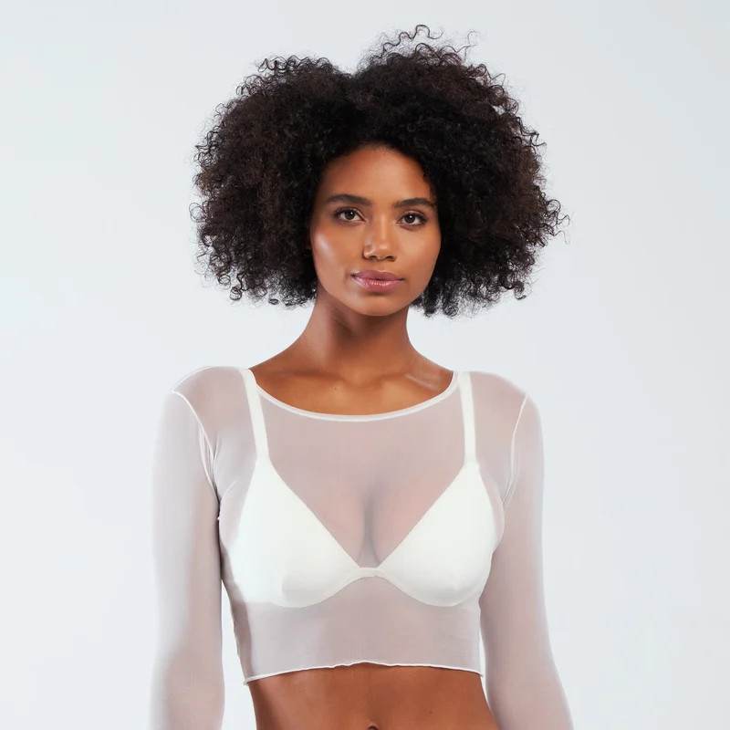 GIGI C Caroline Mesh Crop Top - White - M | Verishop