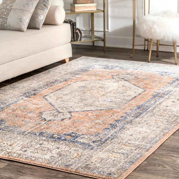 Mattawa Oriental Orange/Blue Area Rug | Wayfair North America