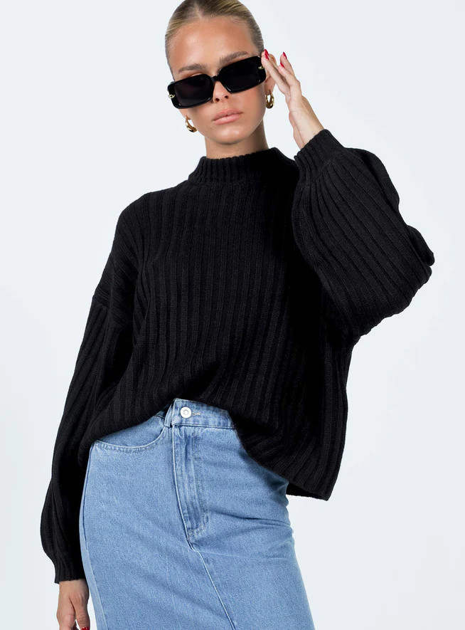 Innerbloom Oversized Sweater Black | Princess Polly US