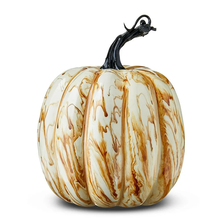 Marbled Foam Pumpkin Tabletop Decor, Brown & Cream, 7", Fall by Way To Celebrate | Walmart (US)