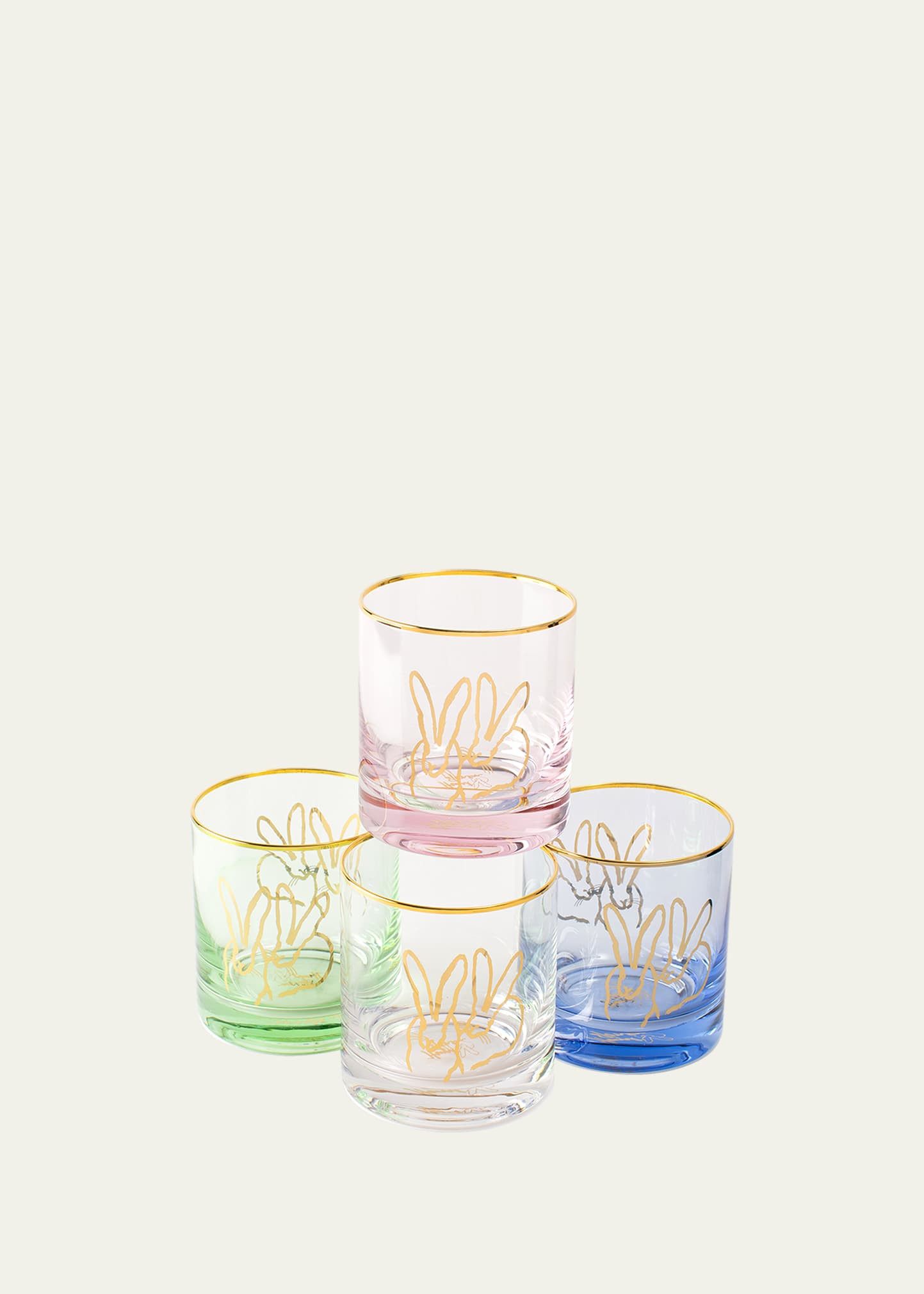 Hunt Slonem Double Bunny Old Fashioned Glasses, Set of 4 | Bergdorf Goodman