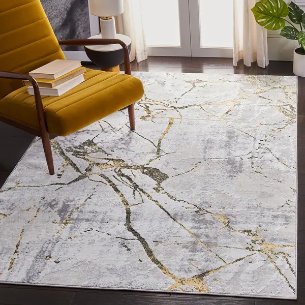 SAFAVIEH Amelia Fietje Modern Abstract Distressed Rug - 9' x 12' - Grey/Black | Bed Bath & Beyond