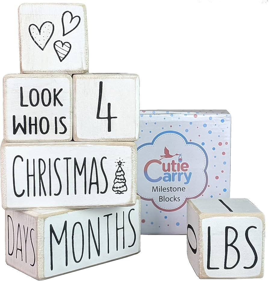 Milestone Blocks by Cutie Carry 6 Wood Block Photography Props The Most Complete Set for Baby Boy... | Amazon (US)