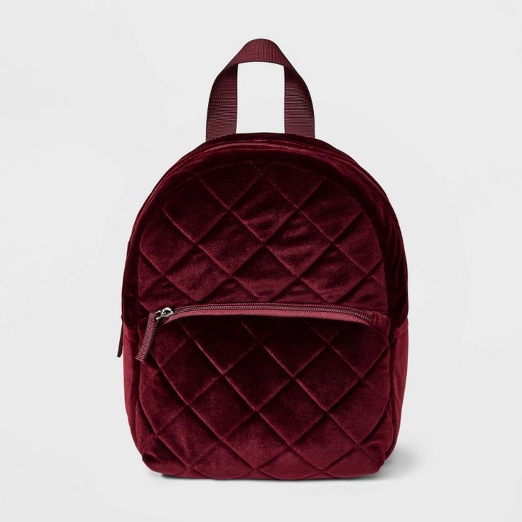 Girls' Mini Quilted Velvet Backpack - Cat & Jack™ Red | Target