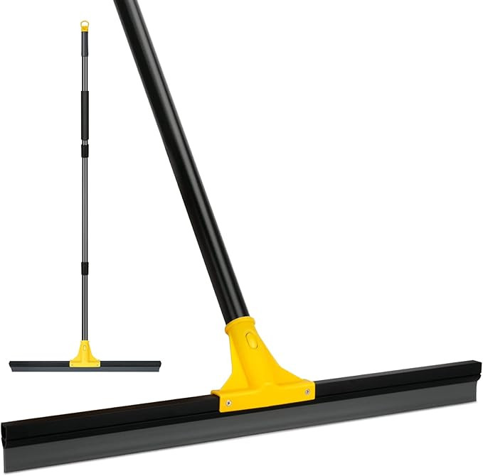 Floor Squeegee for Concrete and Tile Cleaning, 24'' Rubber Wiper Broom, Large Heavy Duty Water Sc... | Amazon (US)