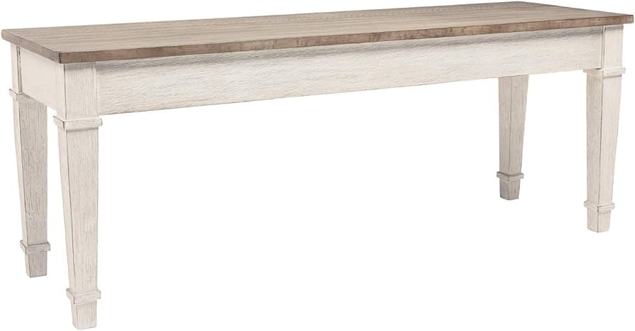 Signature Design by Ashley Skempton Farmhouse Storage Bench, White & Light Brown | Amazon (US)