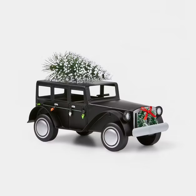 Small Vintage Car with Christmas Tree on Top Decorative Figurine Black - Wondershop™ | Target