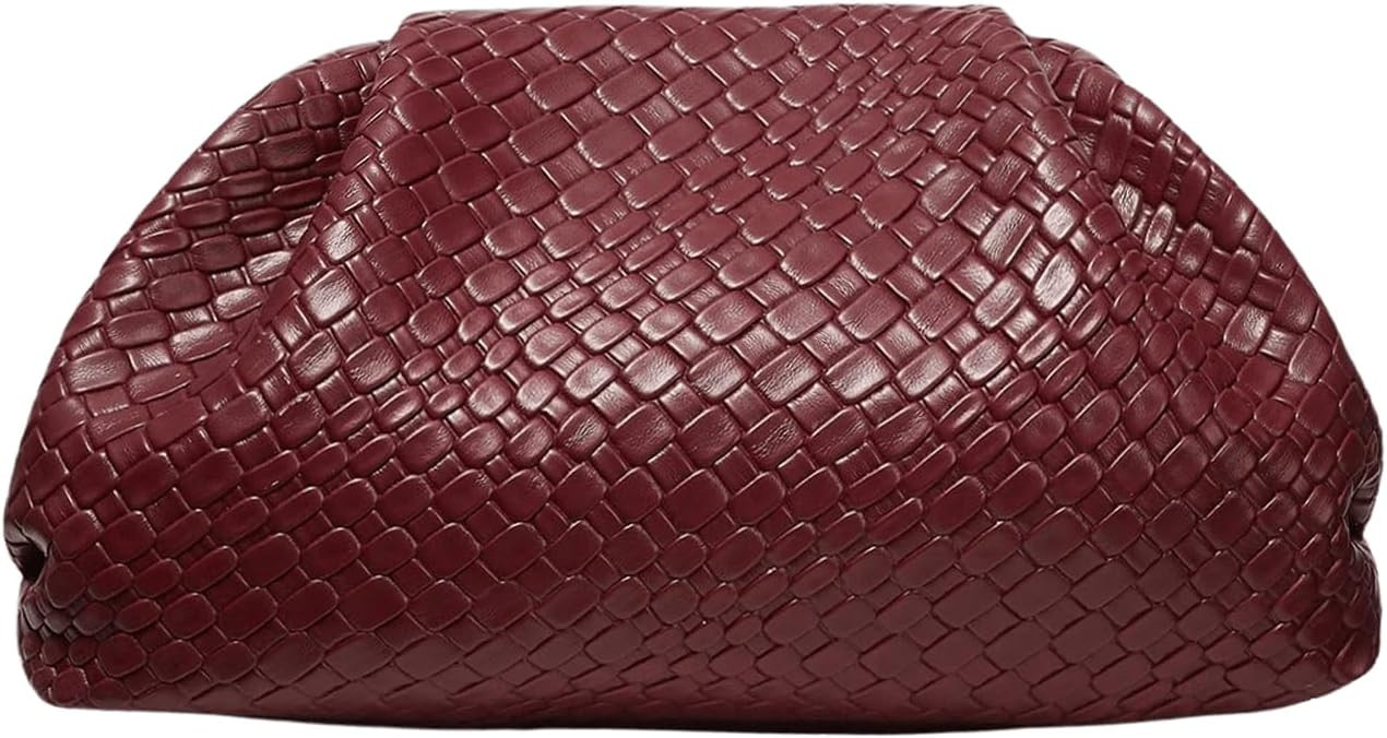 QWINEE Women's Woven Evening Bag Dumpling Clutch Purse No Strap Handbags Elegant Faux PU Leather Clutch Bag | Amazon (US)