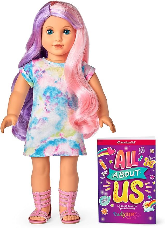 American Girl Truly Me 18-Inch Doll 116 with Light-Blue Eyes, Wavy Purple-and-Pink Hair, Light Sk... | Amazon (US)