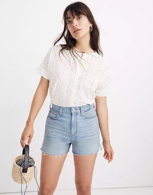 Eyelet Boxy Button-Down Shirt | Madewell