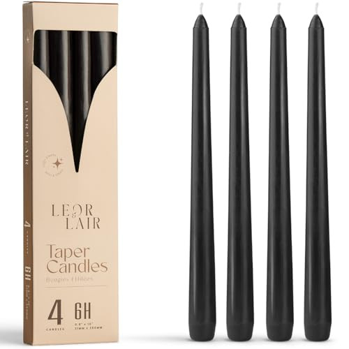 Leor & Lair Black Taper Candles - 4 Pack 10" Black Candlesticks - Unscented Long Burning Hallowee... | Amazon (US)