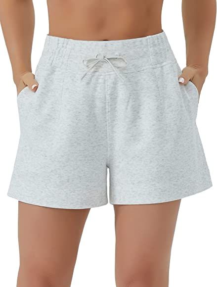 THE GYM PEOPLE Women's Drawstring Sweat Shorts High Waisted Summer Workout Lounge Shorts with Pocket | Amazon (US)