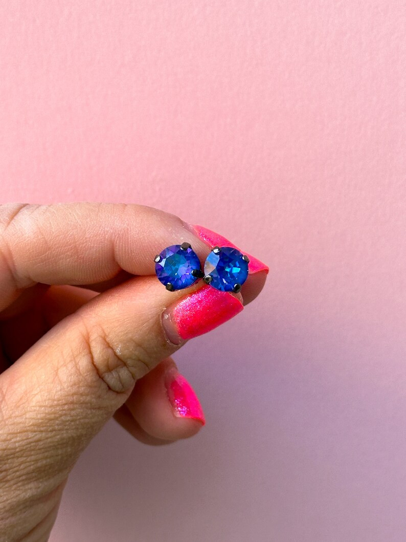 Royal Blue Delite Earrings - 8mm - Etsy | Etsy (US)