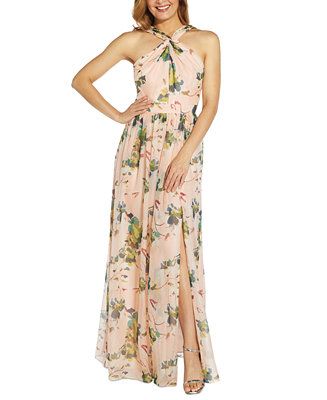 Floral-Print Twist Halter Gown | Macys (US)