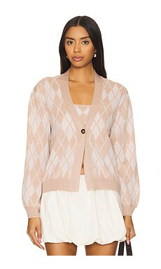 For Love & Lemons Cassidy Argyle Cardigan in Brown from Revolve.com | Revolve Clothing (Global)