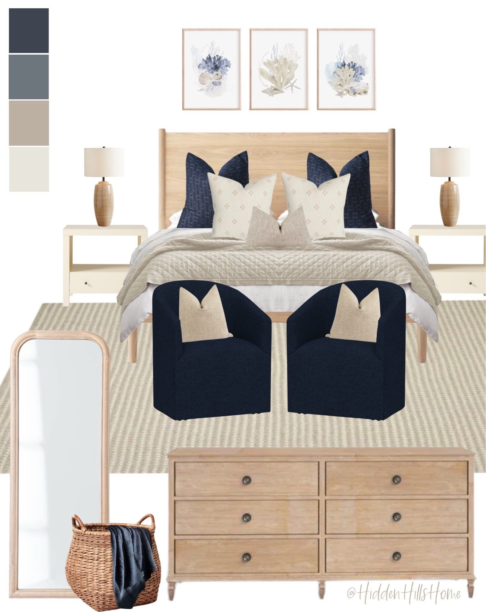 Coastal bedroom decor ideas, bedroom mood board, coastal bedroom design inspiration, master bedroom, beach house bedroom, lake house bedroom #bedroom

#LTKHome #LTKSaleAlert